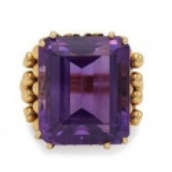 Fred Leighton 1940S Amethyst and Rose Gold Cocktail Ring