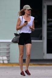 Gisele Bundchen in Bicycle Shorts and a White T-shirt in Miami 01/15/2024