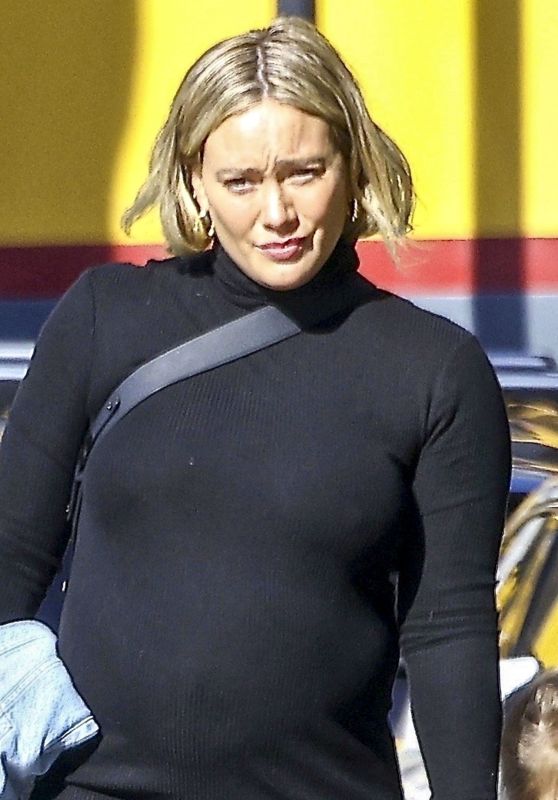 Hilary Duff in a Black Dress in Studio City 01/14/2024