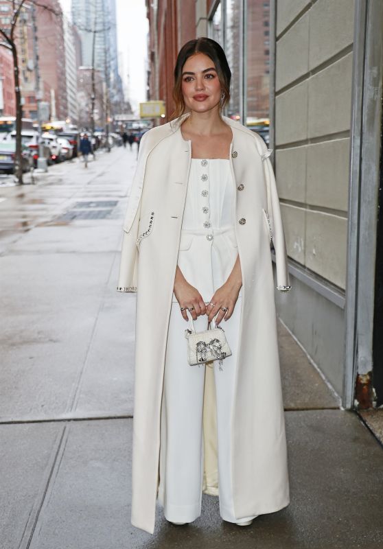 Lucy Hale in an All-white Outfit in New York City 01/16/2024