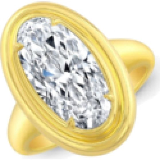 Rahaminov Moval Cut Diamond Twin Bezel Ring