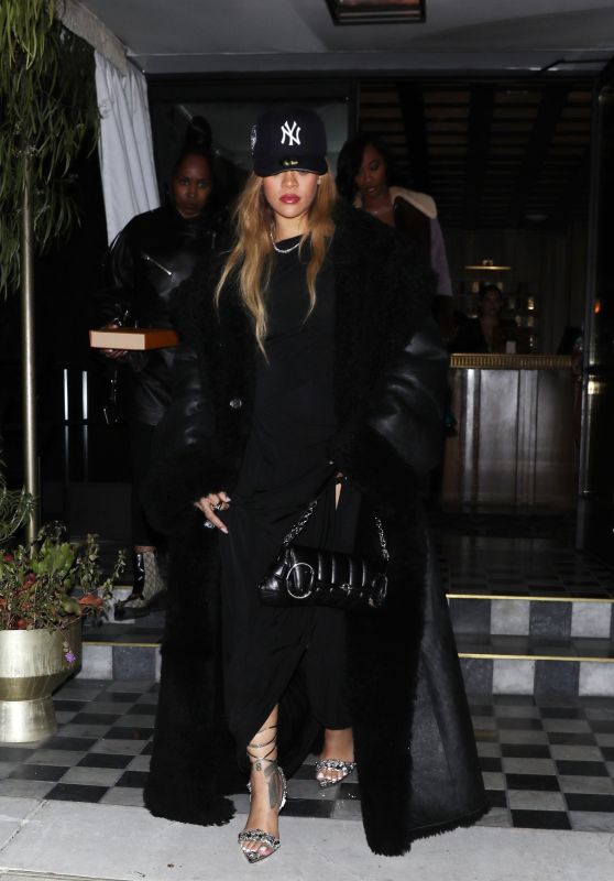 Rihanna in All Black at The Bird Streets Club in West Hollywood 01/16/2024
