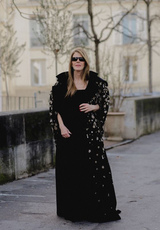 Anna Dello Russo Arriving at Elie Saab Show in Paris 01/24/2024