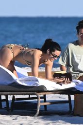 Camila Mendes in a Striped Bikini in Miami 01/31/2024
