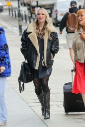 Chloe Madeley Wearing a Shirt Dress With Leather Cowboy Boots in London 02/20/2024