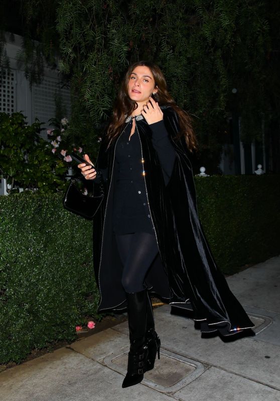 Elisa Sednaoui in Her Black Coat at San Vicente Bungalows in West Hollywood 02/13/2024