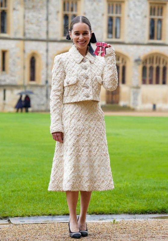 Emilia Clarke Receiving an MBE at Windsor Castle 02/21/2024 (more photos)