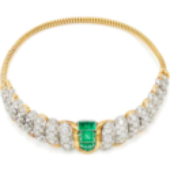 Fred Leighton Emerald and Diamond Necklace by Rene Boivin