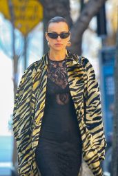 Irina Shayk in a Striking Tiger Print Coat - New York 02/06/2024