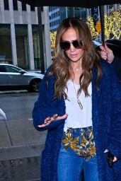 Jennifer Lopez in Blue Arriving at the NBC Studios in New York 02/02/2024