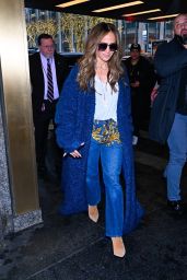 Jennifer Lopez in Blue Arriving at the NBC Studios in New York 02/02/2024