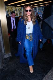 Jennifer Lopez in Blue Arriving at the NBC Studios in New York 02/02/2024