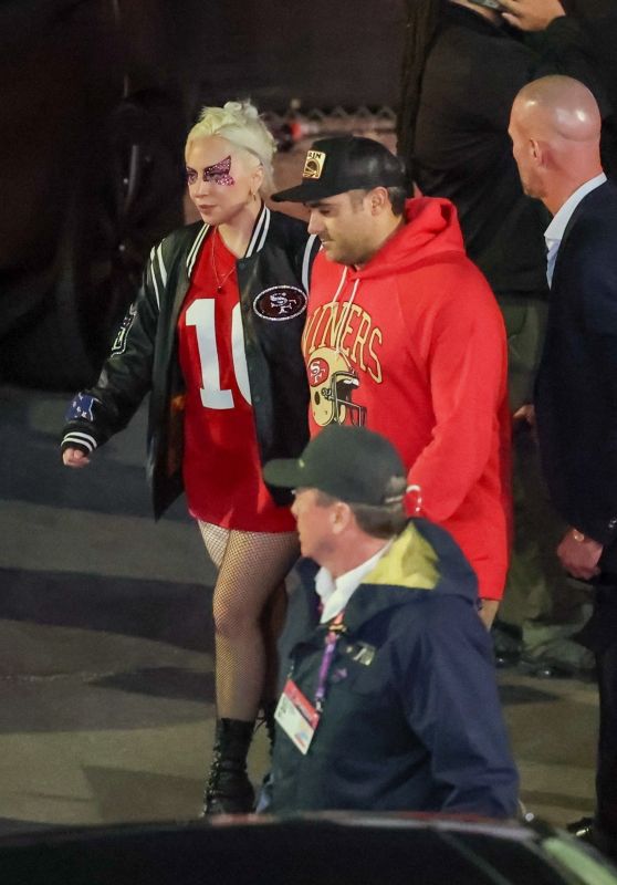 Lady Gaga Leaving Super Bowl LVIII in Las Vegas 02/11/2024