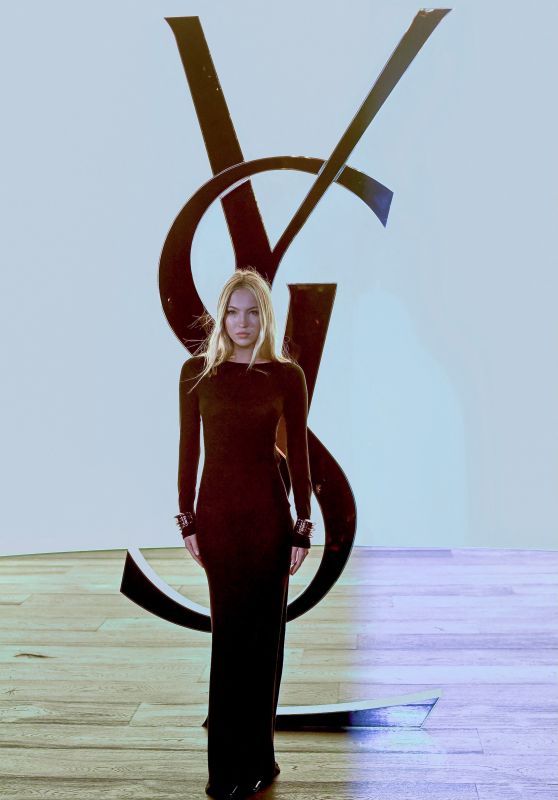 Lila Grace Moss at YSL Show During Paris Fashion Week 02/27/2024