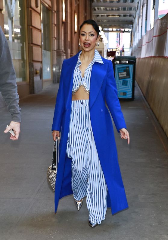 Liza Koshy Wears a Blue Outfit Shopping in New York 02/16/2024