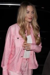 Margot Robbie in All Pink Ensemble at "Barbie" Screening at the Writers Guild in Beverly Hills 02/13/2024