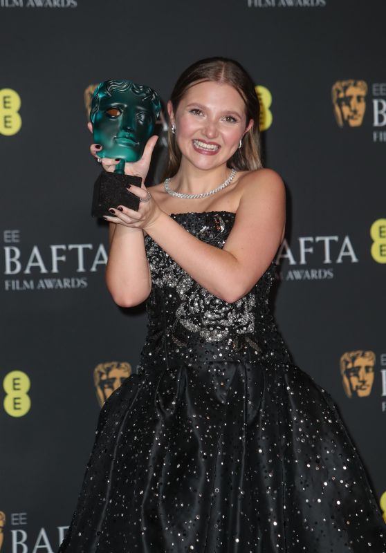 Mia McKenna-Bruce at 2024 EE BAFTA Awards at the Royal Festival Hall in London