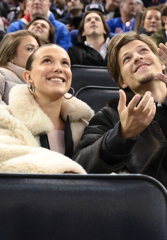 Millie Bobby Brown at New York Rangers/Montreal Canadiens NHL Game in NYC 02/15/2024