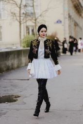 Olga Leffers Arriving at Elie Saab Show in Paris 01/24/2024