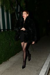 Paris Jackson in Her Black Fur Coat at San Vicente Bungalows in West Hollywood 02/13/2024