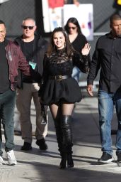 Selena Gomez in a Lace Dress and Knee Long Boots Arrived to Jimmy Kimmel Live in LA 02/23/2024