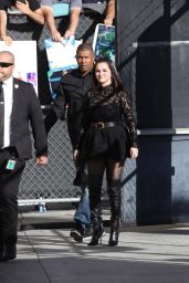 Selena Gomez in a Lace Dress and Knee Long Boots Arrived to Jimmy Kimmel Live in LA 02/23/2024