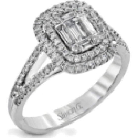 Simon G 18K White Gold Round Diamonds Ring