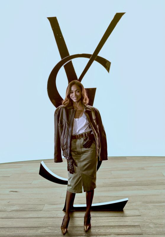 Zoe Saldana at YSL Show During Paris Fashion Week 02/27/2024