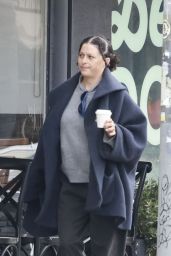 Alia Shawkat in Chic Oversized Coat and Loafers in Los Feliz 03/08/2024