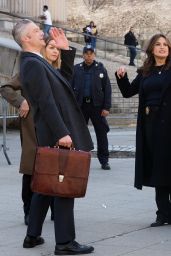 Amber Skye Noyes, Mariska Hargitay and Peter Scanavino - "Law and Order: SVU" Filming Set in NYC 03/13/2024