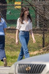 Anne Hathaway at "Flowervale Street" Filming Set 03/21/2024