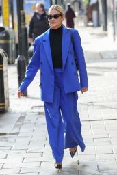 Ashley Roberts in a Neon Blue Trouser Suit in London 03/01/2024