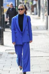 Ashley Roberts in a Neon Blue Trouser Suit in London 03/01/2024
