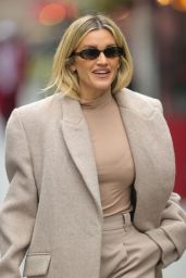 Ashley Roberts Wearing a Cream Coat and Matching Top in London 03/13/2024