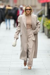 Ashley Roberts Wearing a Cream Coat and Matching Top in London 03/13/2024