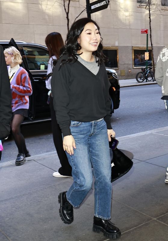 Awkwafina Arrives at the NBC Studios in New York 03/08/2024