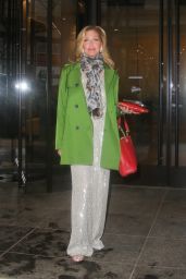 Bianca Leigh in a Shimmering Jumpsuit and Neon Green Blazer in New York 03/06/2024