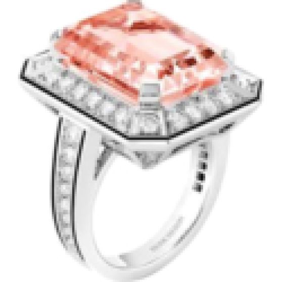 Boucheron Ring with Huge Emerald-Cut Morganite Central Stone