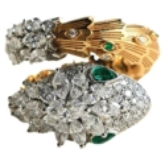 Bvlgari Serpenti Snake Ring Diamond & Emerald in 18Kw Gold