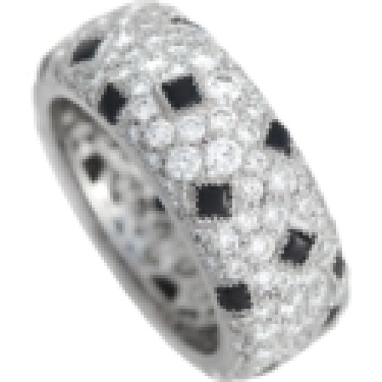 Cartier Panthere Pelage 18K White Gold 3.45Ct Diamond and Onyx Ring