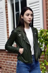Caylee Cowan in a Madewell Green Leather Jacket in Los Angeles 03/05/2024