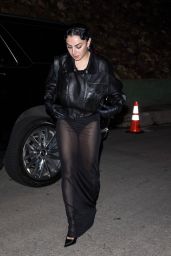 Charli XCX in a Chic Leather Jacket and Sheer Skirt at YSL Oscar Pre-party in Hollywood 03/08/2024