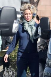 Kate Hudson Out On Set With Curlers in Her Hair 03/18/2024