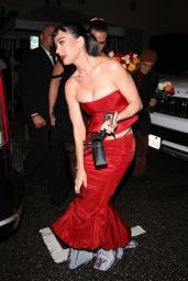 Katy Perry in a Red Corset and Skirt Exits the Billboard Music Bash in West Hollywood 03/06/2024