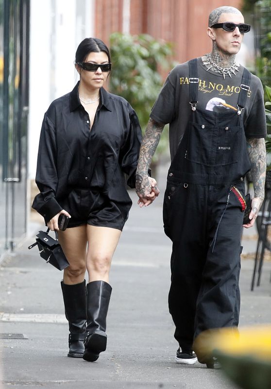 Kourtney Kardashian and Travis Barker go to Vegan Cafe Smith and Deli in Melbourne 02/28/2024