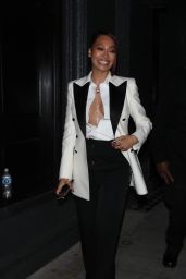 La La Anthony in a Two-toned Blazer, Button-open Shirt and Trousers at Craig’s in West Hollywood 02/29/2024