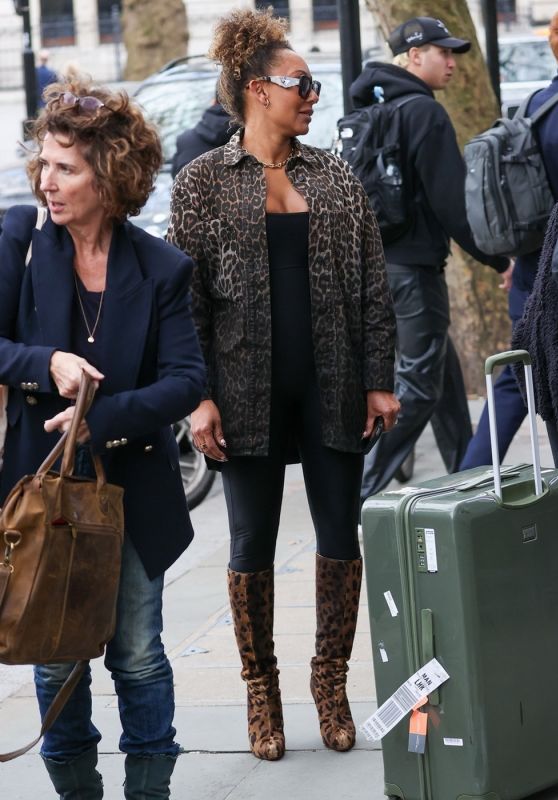 Melanie Brown in Animal Printed Attire Out in London 03/20/2024