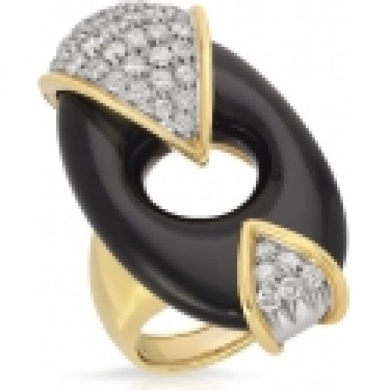 Merenor Estate Collection Onyx & Diamond Ring in 18K Gold
