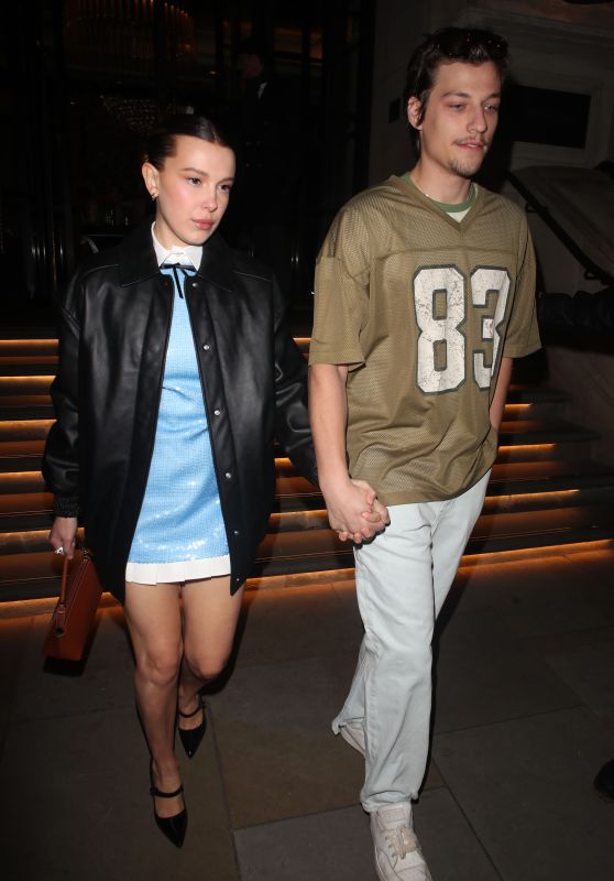 Millie Bobby Brown and Jake Bongiovi Leaving Their Central London Hotel 03/04/2024