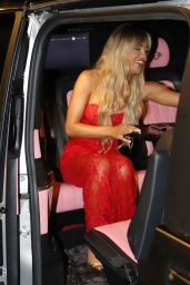 Molly Smith in a Sheer Red Lace Dress at the Launch of Her new Boohoo Collection in Manchester 03/27/2024
